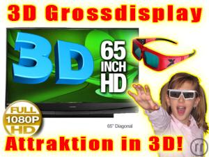 1-3D Grossdisplay 65"/165cm in FULL-HD ! Mit Abspielserver und 3D LCD Brillen, Attraktion !