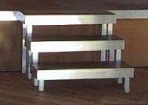 Treppen-Elemente 1 x 0,35 m,
wetterfeste Holzplatte (dunkelbraun), Höhen 20, 40, 60, cm bis 140 cm