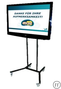 1-47" Full HD LCD Bildschirm auf höhenverstellbarem Rollwagen, HDMI, VGA, Component, Comp...