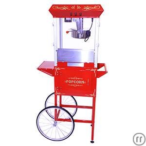 1-Grosse Popcornmaschine auf nostalgischem Wagen - Fahrbarer Popcornwagen -