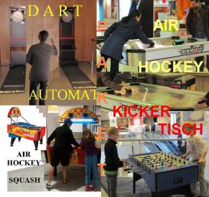 1-Betriebsfest, Betriebsfeier - Airhockey - Dart - Billard - Minigolf - Kickertisch - Squash - Flipper