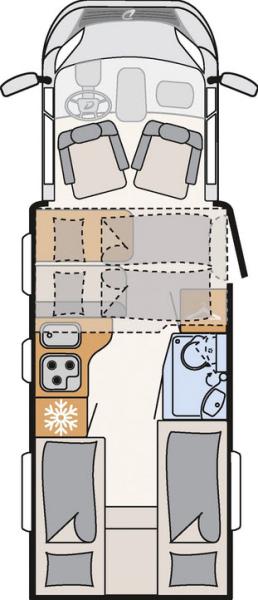 5-Wohnmobil Teilintegriert mit Einzelbetten und Hubbett Trend T 6717