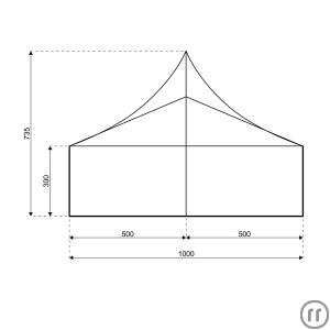 3-Pagodenzelt - 10 x 10 Meter