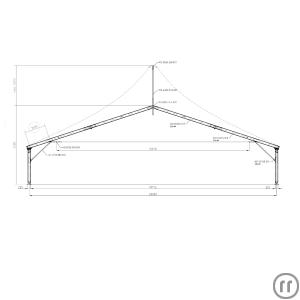 3-Giebelzelt - 20 Meter (2 x Hochpunkt, 2 x Walmabgang)