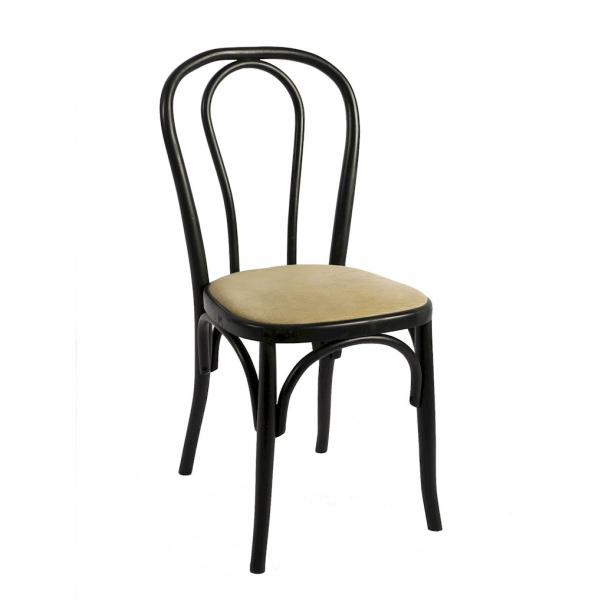 "THONET" Stuhl schwarz, cremefarbener Sitz